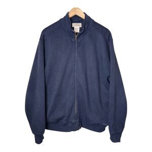 LL Bean Katahdin Iron Works Jacket Sherpa Lined Mens Large Navy Blue